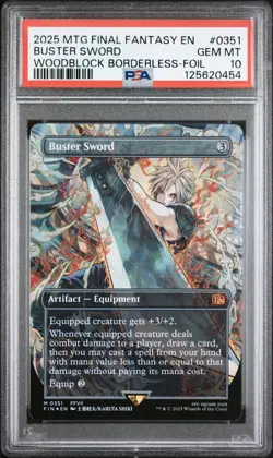 MTG Final Fantasy Buster Sword Borderless 0351 Foil PSA 10 GEM MT - Image 1