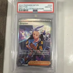 2024 DRAYTON 244/191 Pokemon Surging Sparks SIR Holo foil Rare PSA 10 GEM Mint - Image 1