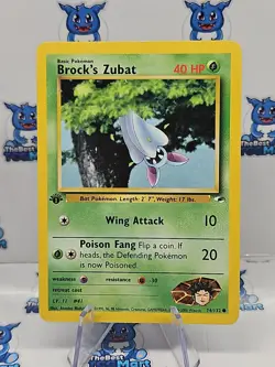 Brock's Zubat - 74/132 1st Edition Gym Heroes Pokemon LP - Image 1
