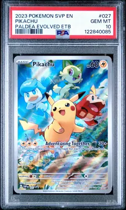 PSA 10 Pikachu 027 SVP 2023 Pokemon Paldea Evolved ETB Black Star Promo GEM MINT - Image 1