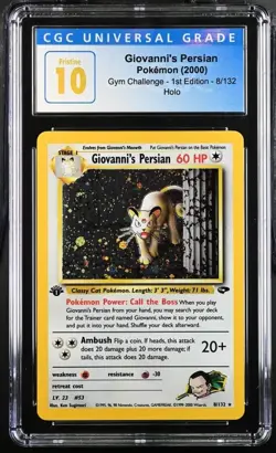 2000 POKEMON GYM CHALLENGE Holo 8/132 GIOVANNI'S PERSIAN 1st Ed CGC 10 Pristine - Image 1