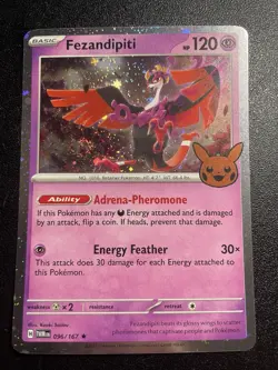 Fezandipiti 96/167 2 SWIRLS! Trick or Trade BOOster Cosmos Holo NM Pokemon 2024 - Image 1
