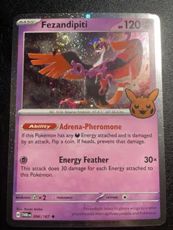Fezandipiti 96/167 SWIRL Trick or Trade BOOster Cosmos Holo NM Pokemon 2024 - Image 1