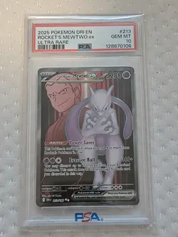 PSA 10 Team Rocket's Mewtwo ex 213/182 Pokemon Destined Rivals Full Art Graded - Image 1