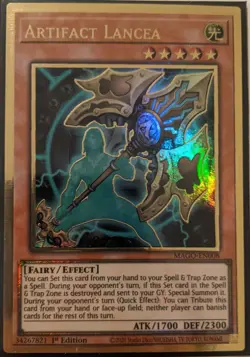 YuGiOh Artifact Lancea Gold Rare 1st Edition MAGO-EN008 - Image 1