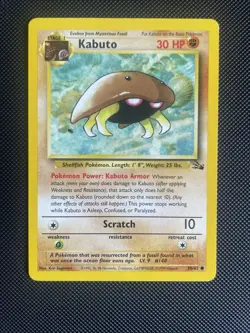 Kabuto 50/62 Fossil Near Mint+ Condition Pokemon Card TCG - Image 1