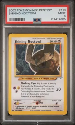 Shining Noctowl Neo Destiny PSA 9 Unlimited 110/105 Pokemon Card #110 2002 MINT - Image 1