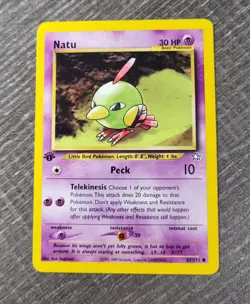 Natu 1st Edition Neo Genesis 67/111 Vintage Pokemon Card LP Condition - Image 1