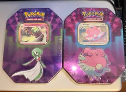 POKEMON BLISSEY & GARDEVOIR TINS: 3 packs per tin, 10 cards per pack, + promos - Image 1