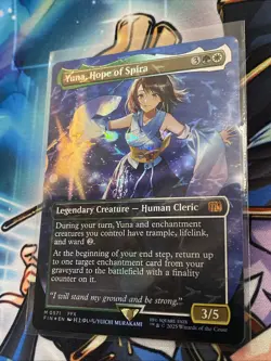 FF MTG - Yuna, Hope of Spira (Borderless #571) (Chocobo Track Foil) - Image 1