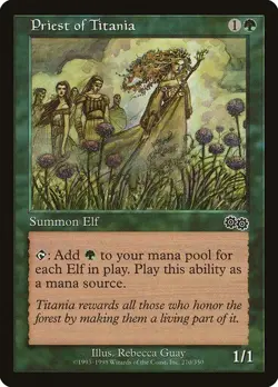 MTG - Priest of Titania - Urza's Saga - Magic the Gathering - Image 1