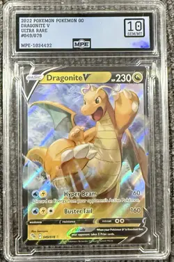 Dragonite V #049/078 Pokemon TCG 2022 Ultra Rare Pokemon GO GEM MT MPE 10 - Image 1