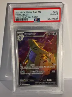 2023 Pokemon Paldea Evolved Illustration Rare #222 Tyranitar PSA 8 - Image 1