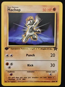 1st Edition Machop 59/82 Team Rocket Non Holo WoTC Pokemon Trading CG 2000 LP - Image 1