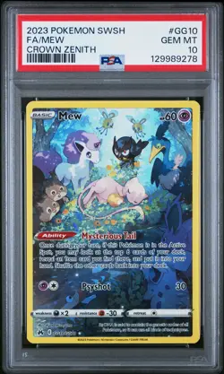 2023 POKEMON SWORD & SHIELD CROWN ZENITH #GG10 FULL ART/MEW PSA 10 - Image 1