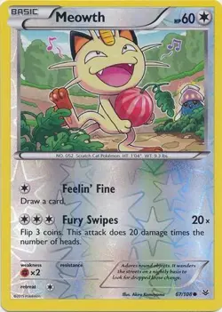 MEOWTH 67/108 XY ROARING SKIES POKEMON (REVERSE HOLO, LP-) - Image 1