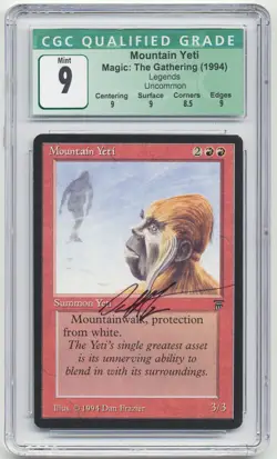 Graded Signed Mountain Yeti CGC 9 MINT Legends Artist Dan Frazier 1994 MTG Magic - Image 1