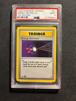 Pokemon Card PSA 9 Energy Retrieval 1st Edition Base Shadowless - Image 1
