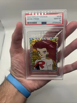 1999 Merlin Pokemon Sticker Prism Jessie Team Rocket #S35 PSA 10 Gem Mint - Image 3