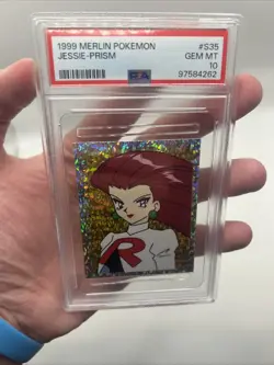 1999 Merlin Pokemon Sticker Prism Jessie Team Rocket #S35 PSA 10 Gem Mint - Image 4