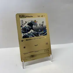 Surfing Pikachu 50HP Metal Pokemon Card-Collectible Gift Display - Image 1