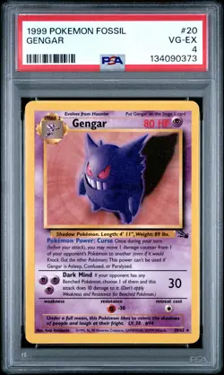 1999 POKEMON FOSSIL #20 GENGAR PSA 4 - Image 1