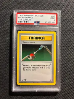 Pokemon Card PSA 9 Maintenance 1st Edition Base Shadowless - Image 1