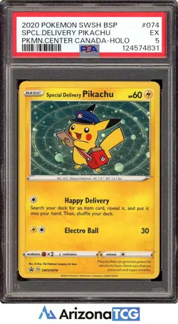 Pokemon 2020 Special Delivery Pikachu #074 Pokemon Center Canada Promo PSA 5 - Image 1