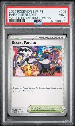 Paradise Resort 2025 Pokemon World Championships PORTUGUESE Promo SVP 224 Psa 9 - Image 1