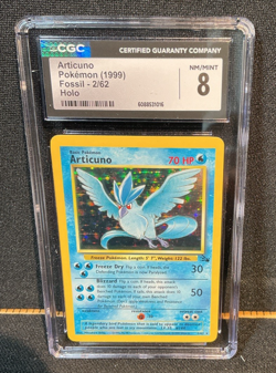 CGC 8 Articuno 1999 Fossil 2/62 Holo Pokemon Card - Image 1