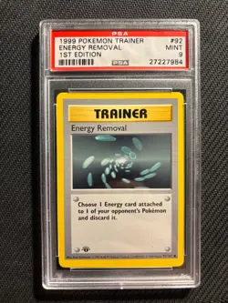 Pokemon Card PSA 9 Energy Removal 1st Edition Base Shadowless - Image 1