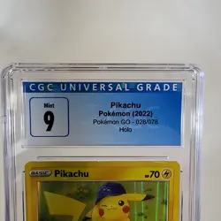 Pokemon Go TCG Pikachu Holo 28/78 PSA CGC 9 Card Holofoil Rare 2022 With Hat - Image 3