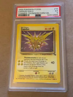 Zapdos 15/62 Fossil Holo Pokemon card PSA 5 EX - Image 1