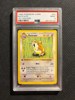 Pokemon Card PSA 9 Raticate 1st Edition Base Shadowless - Image 1