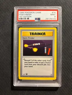 Pokemon Card PSA 9 Item Finder 1st Edition Base Shadowless - Image 1