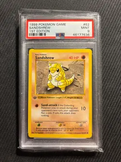 Pokemon Card PSA 9 Sandshrew 1st Edition Base Shadowless - Image 1