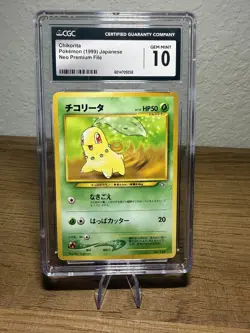 Pokemon TCG Neo Premium File 1 Chikorita CGC 10 - Image 1