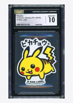 Pokemon CGC 10 GEM MINT Pikachu B Side Label 2018 Pokemon Stickers Pt.1 Japanese - Image 1