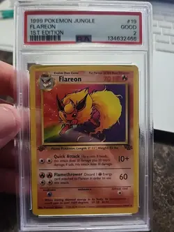 Flareon Jungle 1st Edition Regular Rare Card 19/64 1999 PSA 2 Good Pokemon Card - Image 1