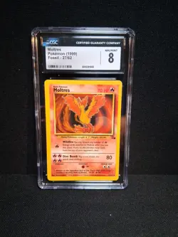 CGC 8 Moltres 1999 Fossil 27/62 Pokemon Card - Image 1