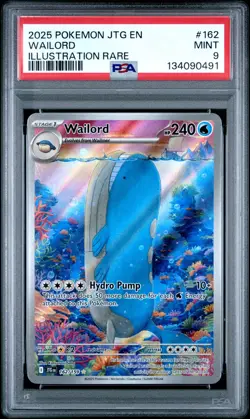 2025 POKEMON JTG EN-JOURNEY TOGETHER ILLUSTRATION RARE #162 WAILORD PSA 9 - Image 1