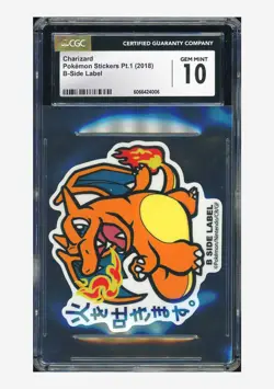 Pokemon CGC 10 GEM MINT Charizard B Side Label 2018 Pokemon Stickers Pt.1 JPN - Image 1