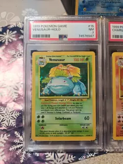 POKEMON TCG BASE SET HOLOS CHARIZARD(PSA 5) BLASTOISE(RAW) AND VENUSAUR (PSA 7) - Image 3