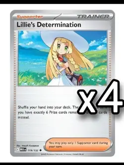 4x Lillie's Determination 119/132 x4 - Mega Evolution - Pokemon TCG - Uncommon - Image 1