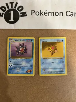 Misty’s Starmie 1st Edition + Staryu Shadowless Pokemon Card Lot Vintage WOTC Hp - Image 1