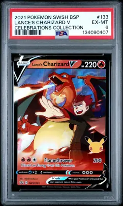 2021 POKEMON SWSH PROMO CELEBRATIONS COLLECTION LANCE'S CHARIZARD V PSA 6 - Image 1