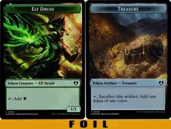1x MTG - ELF DRUID \ TREASURE TOKEN #32/48 - FOIL - Commander Masters - Image 1