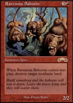 1 x Ravenous Baboons - Exodus - Light Play - MTG - Image 1