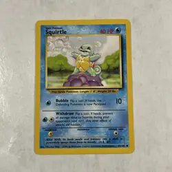 Squirtle - 63/102 - Common Unlimited Base Set - Pokemon Card - NM Wotc Vtg Clean - Image 1