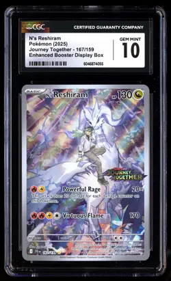 CGC 10 N's Reshiram 167/159 Pokemon Journey Together 2025 Enhanced Stamped - Image 1